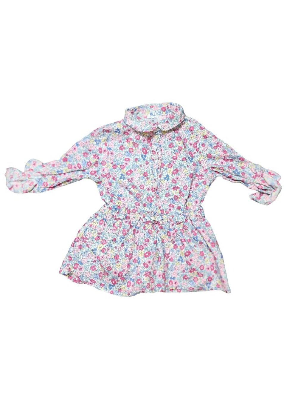 Baby Girls Carter's Floral Button Shirt 18 Months 100% Cotton Elastic Waist Top